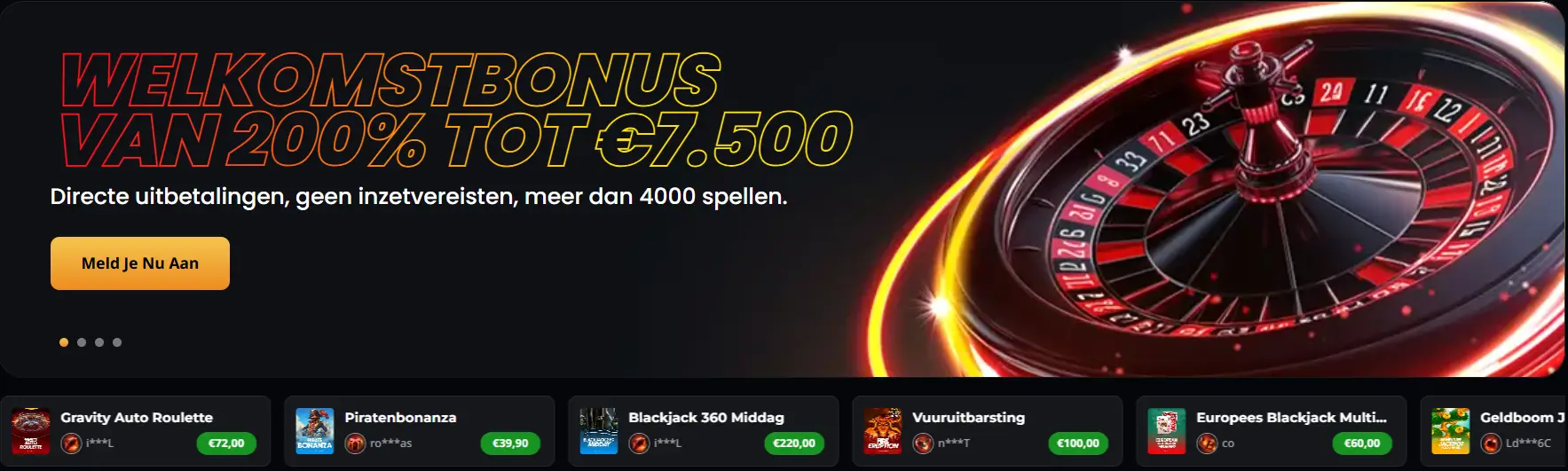 Instant Casino welkomstbonus banner